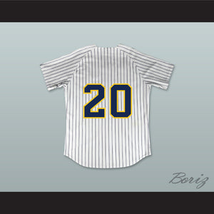 Matthew Stafford 20 Highland Park High School Scots White Pinstriped Baseball Jersey 1