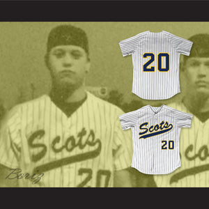 Matthew Stafford 20 Highland Park High School Scots White Pinstriped Baseball Jersey 1