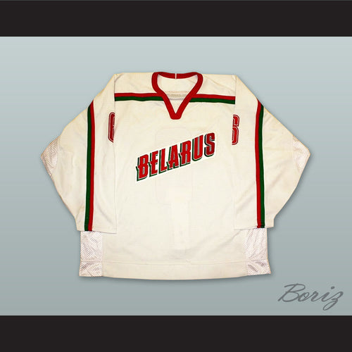 Matushkin 6 Belarus White Hockey Jersey