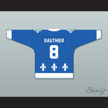 Load image into Gallery viewer, Maurice Gauthier 8 Les Saints de Chicoutimi Blue Hockey Jersey- Lance et compte (He Shoots, He Scores)