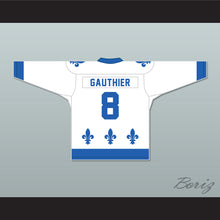 Load image into Gallery viewer, Maurice Gauthier 8 Les Saints de Chicoutimi White Hockey Jersey- Lance et compte (He Shoots, He Scores)