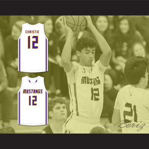 Max Christie 12 Rolling Meadows High School Mustangs White Basketball Jersey 2