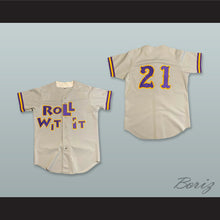 Load image into Gallery viewer, MC Hammer 21 Roll Wit It Gray Button Down Baseball Jersey