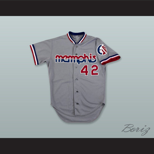 Memphis Chicks 42 Gray Baseball Jersey