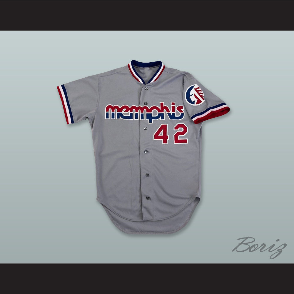 Memphis Chicks 42 Gray Baseball Jersey
