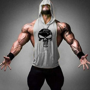 Men Bodybuilding Cotton Tank Tops Gyms Fitness Hooded Vest Sleeveless Shirt Male Summer Casual Fashion Print Workout Clothes