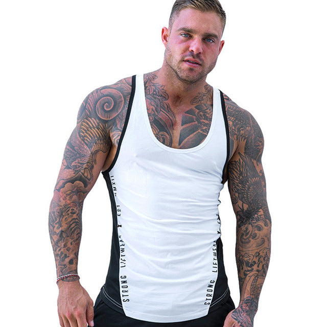 Men Bodybuilding Tank Tops Gym Workout Fitness Cotton Sleeveless shirt Running Clothes Stringer Singlet Male Summer Casual Vest