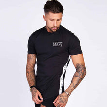 Load image into Gallery viewer, Men Cotton Short sleeve t shirt Fitness Slim Patchwork Black T-shirt Male Brand Gym Tees Tops Summer New Fashion Casual clothing