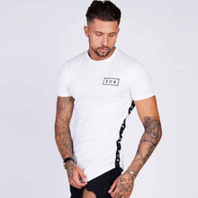 Load image into Gallery viewer, Men Cotton Short sleeve t shirt Fitness Slim Patchwork Black T-shirt Male Brand Gym Tees Tops Summer New Fashion Casual clothing