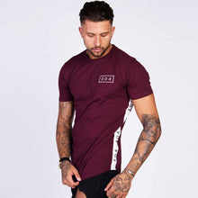 Load image into Gallery viewer, Men Cotton Short sleeve t shirt Fitness Slim Patchwork Black T-shirt Male Brand Gym Tees Tops Summer New Fashion Casual clothing