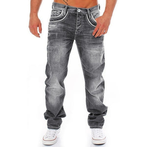 Men Jeans Solid Straight Pants Hip Hop Male Casual Streetwear Boyfriend Style Denim Trousers Stretch Baggy Jeans Men's Pants