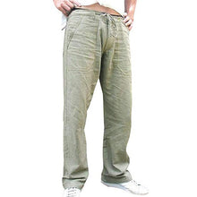 Load image into Gallery viewer, Men Linen Pants 2020 New Summer Casual Elastic Waist Loose Male Solid Color Straight Trousers Beachwear Joggers Sweatpants