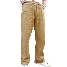 Load image into Gallery viewer, Men Linen Pants 2020 New Summer Casual Elastic Waist Loose Male Solid Color Straight Trousers Beachwear Joggers Sweatpants
