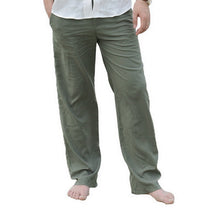 Load image into Gallery viewer, Men Linen Pants 2020 New Summer Casual Elastic Waist Loose Male Solid Color Straight Trousers Beachwear Joggers Sweatpants