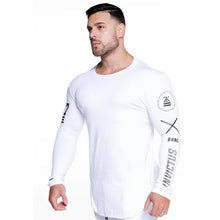 Load image into Gallery viewer, Men Skinny Long sleeve Shirts Spring 2019 Casual Fashion Printed T-Shirt Male Gyms Fitness Black Tee shirt Tops Brand Clothing