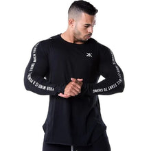 Load image into Gallery viewer, Men Skinny Long sleeve Shirts Spring 2019 Casual Fashion Printed T-Shirt Male Gyms Fitness Black Tee shirt Tops Brand Clothing