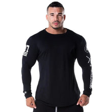 Load image into Gallery viewer, Men Skinny Long sleeve Shirts Spring 2019 Casual Fashion Printed T-Shirt Male Gyms Fitness Black Tee shirt Tops Brand Clothing