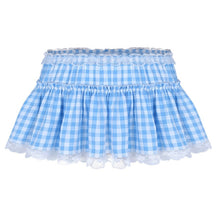 Load image into Gallery viewer, Men Women Sexy Clubwear Costume Dance Skirts Elastic Waistband Short Skirt with Lace Hem Pleated Gingham A-line Mini Skirt