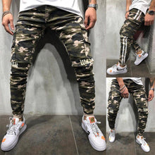 Load image into Gallery viewer, Men's Badge Camouflage Jeans Homme Letter Pleated Pencil Pants Denim Slim Fit Cargo Jeansy Male Streetwear Joggers Cool Trousers