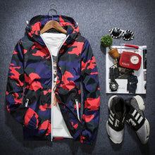 Load image into Gallery viewer, Men's Hooded Windbreaker Coat Male Outwear Mens Casual Camouflage Hoodie Baseball Jacket New Autumn  Hip Hop Print Print Clothes