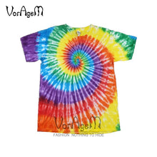 Load image into Gallery viewer, Men's Summer Handmade Tie Dye T Shirt Fashion Spiral Star Ray Colorful Tops  Hipster Skateboard Streetwear Male 100% Cotton Tees