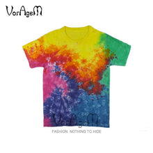 Load image into Gallery viewer, Men's Summer Handmade Tie Dye T Shirt Fashion Spiral Star Ray Colorful Tops  Hipster Skateboard Streetwear Male 100% Cotton Tees