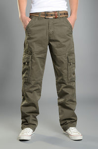 Mens Cargo Pants Casual Mens Pant  Baggy Regular Cotton Trousers Male Combat  Military Tactical Pants with Multi Pockets