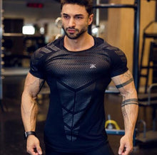Load image into Gallery viewer, Mens Compression T-shirt Jogger Sporting Skinny Tee Shirt Male Gyms Fitness Bodybuilding Workout Black Tops Quick dry Clothing