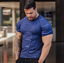 Load image into Gallery viewer, Mens Compression T-shirt Jogger Sporting Skinny Tee Shirt Male Gyms Fitness Bodybuilding Workout Black Tops Quick dry Clothing