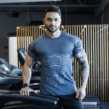 Load image into Gallery viewer, Mens Compression T-shirt Jogger Sporting Skinny Tee Shirt Male Gyms Fitness Bodybuilding Workout Black Tops Quick dry Clothing