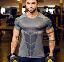 Load image into Gallery viewer, Mens Compression T-shirt Jogger Sporting Skinny Tee Shirt Male Gyms Fitness Bodybuilding Workout Black Tops Quick dry Clothing