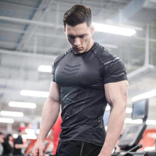 Load image into Gallery viewer, Mens Compression T-shirt Jogger Sporting Skinny Tee Shirt Male Gyms Fitness Bodybuilding Workout Black Tops Quick dry Clothing