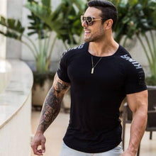 Load image into Gallery viewer, Mens Compression T-shirt Jogger Sporting Skinny Tee Shirt Male Gyms Fitness Bodybuilding Workout Black Tops Quick dry Clothing