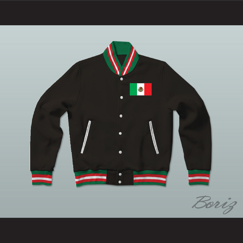 Mexico Black Varsity Letterman Jacket-Style Sweatshirt