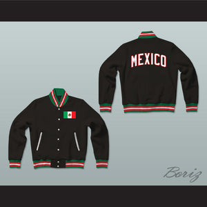 Mexico Black Varsity Letterman Jacket-Style Sweatshirt