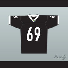 Load image into Gallery viewer, Patrick &#39;Madman&#39; Kelly 69 Miami Sharks White Trim Football Jersey Any Given Sunday Includes AFFA Patch