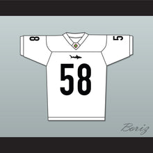 Load image into Gallery viewer, Luther &#39;Shark&#39; Lavay 58 Miami Sharks White Football Jersey Any Given Sunday Includes AFFA Patch
