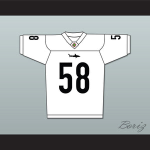 Luther 'Shark' Lavay 58 Miami Sharks White Football Jersey Any Given Sunday Includes AFFA Patch
