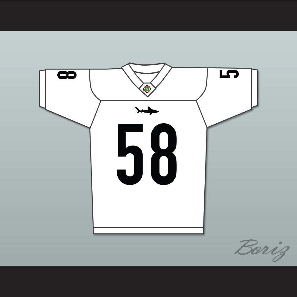 Luther 'Shark' Lavay 58 Miami Sharks White Football Jersey Any Given Sunday Includes AFFA Patch