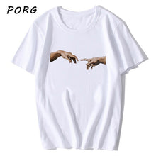 Load image into Gallery viewer, Michelangelo Hands T Shirt Ulzzang Vintage Women-men Aesthetic Tshirt 90s T-shirt Aesthetic Camisetas Grunge Unisex Harajuku New