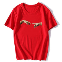 Load image into Gallery viewer, Michelangelo Hands T Shirt Ulzzang Vintage Women-men Aesthetic Tshirt 90s T-shirt Aesthetic Camisetas Grunge Unisex Harajuku New