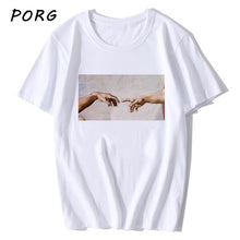 Load image into Gallery viewer, Michelangelo Hands T Shirt Ulzzang Vintage Women-men Aesthetic Tshirt 90s T-shirt Aesthetic Camisetas Grunge Unisex Harajuku New