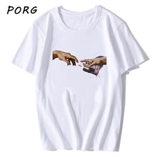 Load image into Gallery viewer, Michelangelo Hands T Shirt Ulzzang Vintage Women-men Aesthetic Tshirt 90s T-shirt Aesthetic Camisetas Grunge Unisex Harajuku New