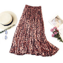 Load image into Gallery viewer, Midi Long Leopard Print Pleated Skirts Women 2019 Autumn Winter Korean Elegant High Waist A-line Fashion Skirt Female
