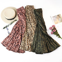 Load image into Gallery viewer, Midi Long Leopard Print Pleated Skirts Women 2019 Autumn Winter Korean Elegant High Waist A-line Fashion Skirt Female