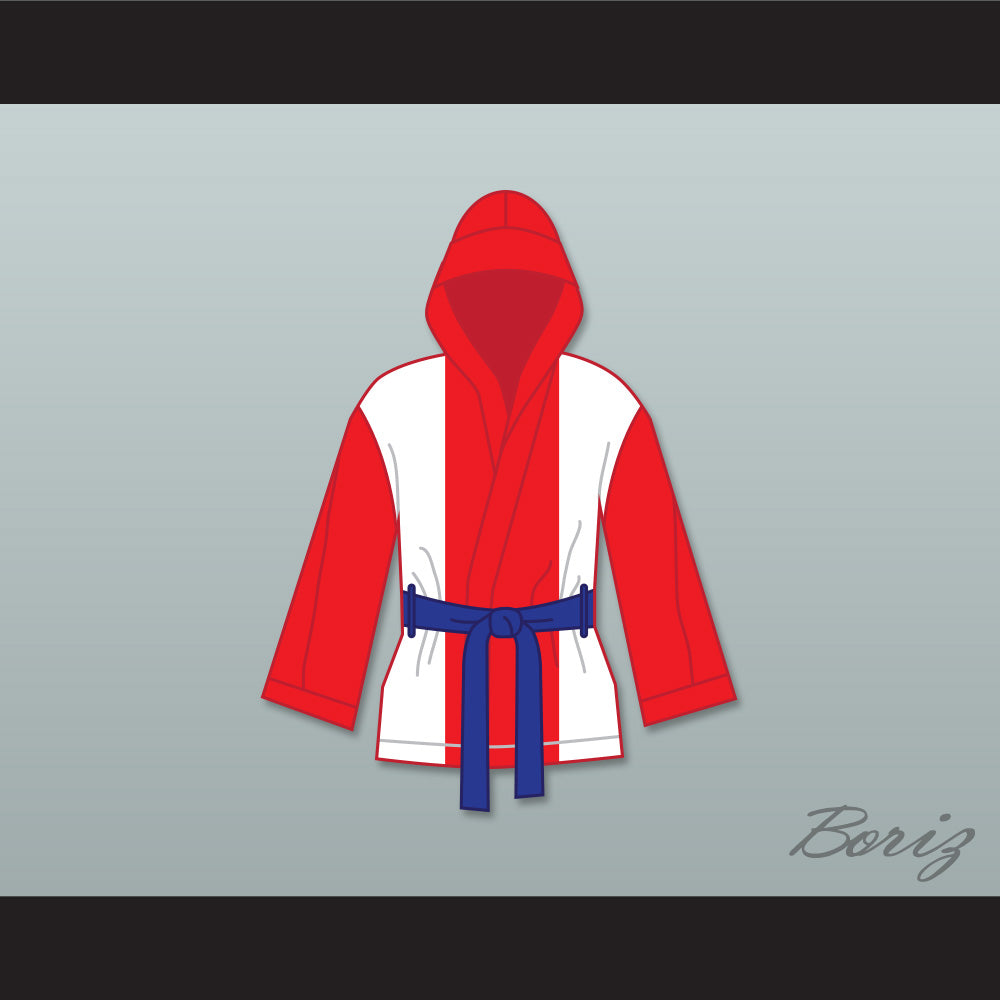Miguel Cotto Puerto Rican Flag Satin Half Boxing Robe with Hood