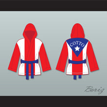 Load image into Gallery viewer, Miguel Cotto Puerto Rican Flag Satin Half Boxing Robe with Hood