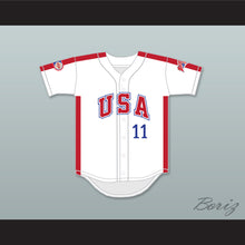 Load image into Gallery viewer, Mike Dunne 11 1984 USA Team White Button Down Baseball Jersey