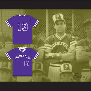 Mike Piazza 13 Phoenixville Area High School Phantoms Purple Baseball Jersey 1