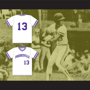 Mike Piazza 13 Phoenixville Area High School Phantoms White Baseball Jersey 1